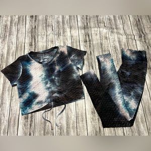 Juniors XL XJ BOOST 2 puece tie dye outfit awesome textured material crop top